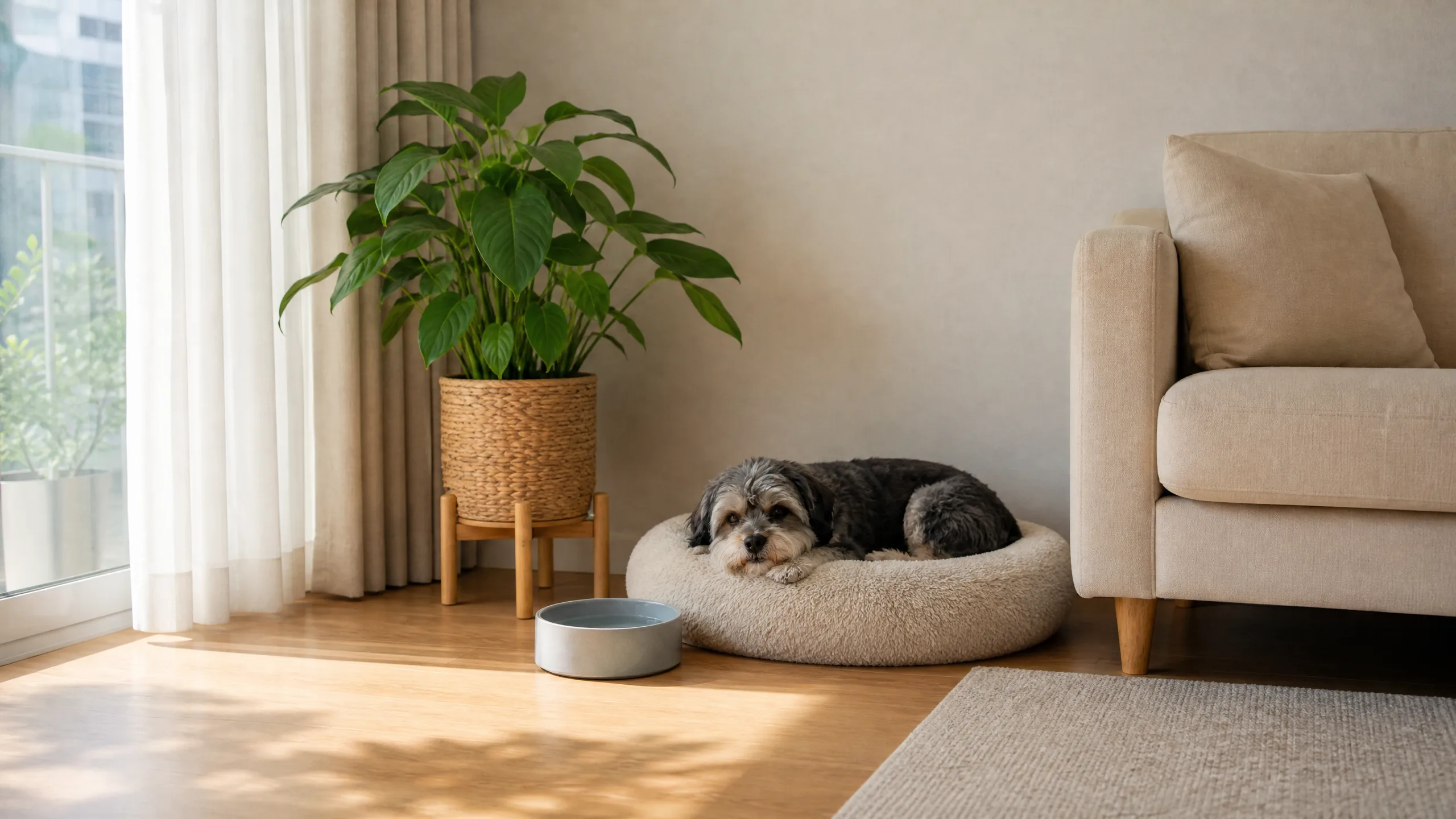 조용한 휴식 공간을 찾은 반려동물
